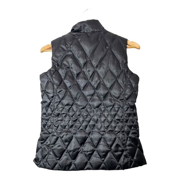 Lands’ End Quilted Puffer Vest Goose Down Satin Black XS Womens - Picture 2 of 5